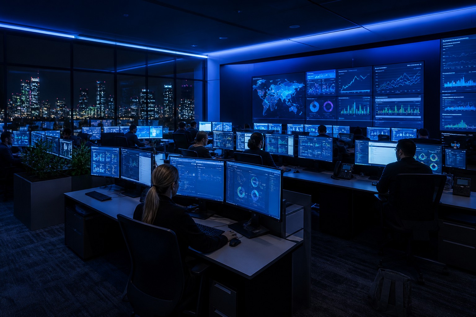 Gros plan de baies serveurs dans un datacenter.